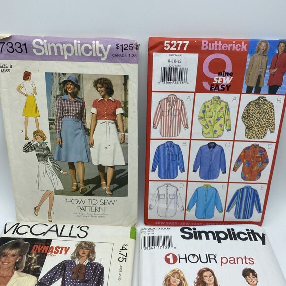 Vintage 70s 80s 90s Lot of 5 Sewing Patterns Women's Skirts Tops Jackets Dresses - Picture 2 of 16